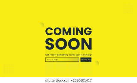 Coming soon banner template with yellow Background