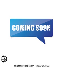 Coming soon blue bubble speech, Vector design.