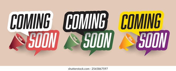 Coming soon bubble text illustration template design