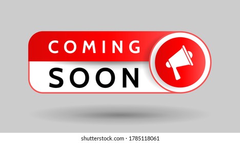 Coming soon button, banner, cover, icon. User interface element. Vector isolated symbol illustration