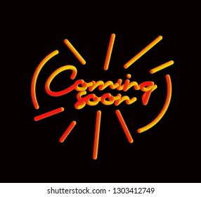 Coming Soon Calligraphic 3d Pipe Style Text Vector illustration Design