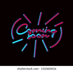 Coming soon Calligraphic 3d Pipe Style Text Vector illustration Design.