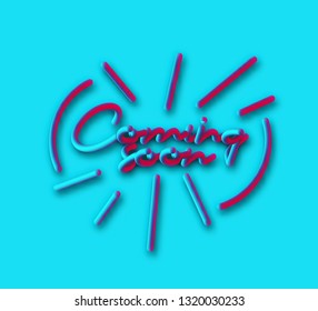 Coming soon Calligraphic 3d Pipe Style Text Vector illustration Design