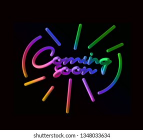 Coming soon Calligraphic 3d Pipe Style Text Vector illustration Design - Vector - Vector 