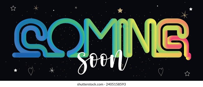 Coming soon calligraphy inscription with smooth lines. Promotion or announcement banner. Handwritten positive quote Vector