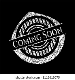 Coming Soon chalk emblem written on a blackboard