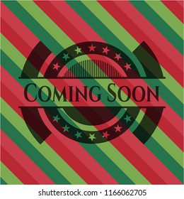 Coming Soon christmas colors style badge.
