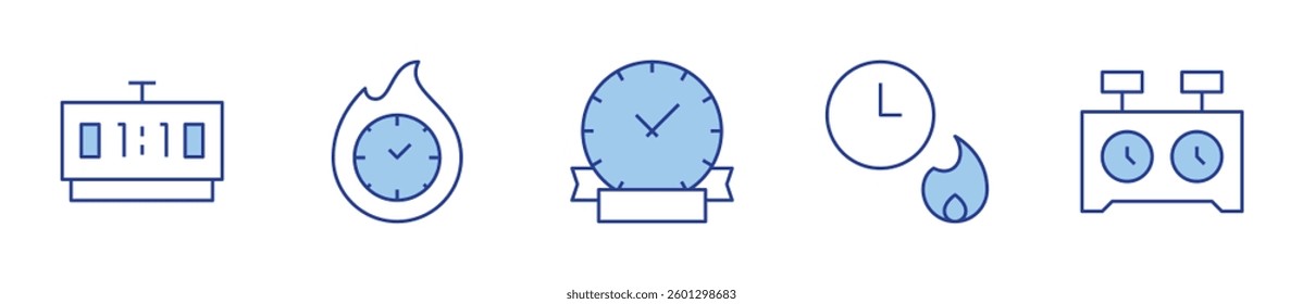 coming soon, clock, chess clock, desk clock, time. Clock Icon vector illustration. Line Duotone style. Editable stroke.