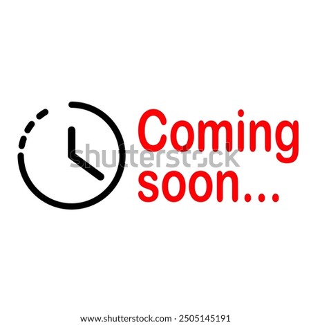 Coming soon clock icon on white background.