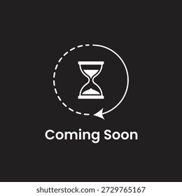 Coming Soon Concept with Hourglass and Circular Arrow, Launch Countdown Icon