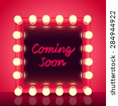 Coming soon concept with makeup mirror realistic vector background