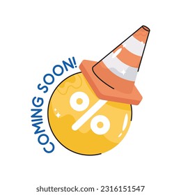 Coming soon doodle vector outline Sticker. EPS 10 file