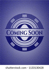 Coming Soon emblem with denim high quality background