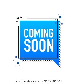 Coming soon flat banner on blue background. Vector illustration