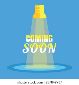 Coming soon flat. Spotlight with text