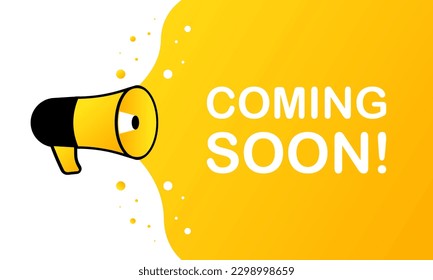 Coming soon. Flat, yellow, advertising banner coming soon. Vector icons.