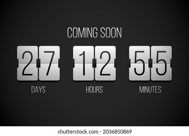 Próximamente voltear el contador de tiempo de cuenta regresiva en un fondo negro