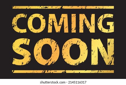 COMING SOON - gold colored vector illustration of stamp banner