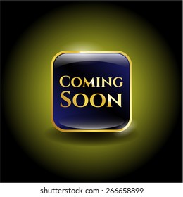 Coming soon gold shiny badge