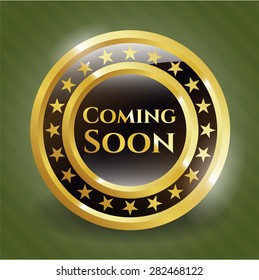 Coming Soon gold shiny badge