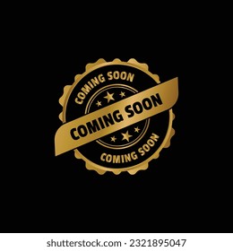 Coming soon golden stamp seal vector template design