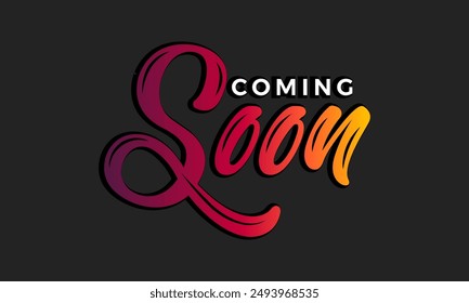 coming soon gradient text design, Coming soon isolated vector icon paper style. Promotion sign. Sunburst shape. Start a new business design element vector stock
