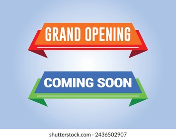 Coming soon grand opening banner design templete with abstract background. Vector Illustration.