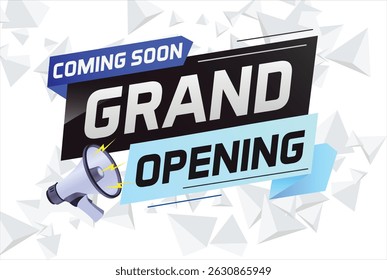 coming soon grand opening word concept vector illustration with megaphone and 3d, web, mobile app, poster, banner, flyer, background, gift card, coupon, label, wallpaper	