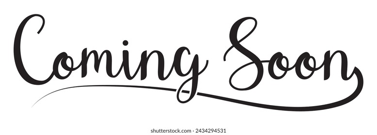 Coming soon hand brush lettering, black text isolated on white background. Vector typography illustration. Coming Soon.