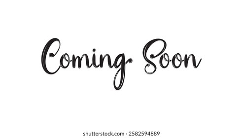 Coming soon hand lettering. Coming soon calligraphy inscription with smooth lines. Vector handwritten text typography illustration