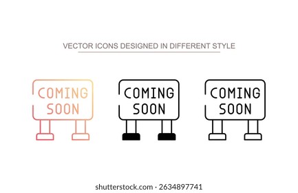 Coming Soon icon design with white background stock illustration