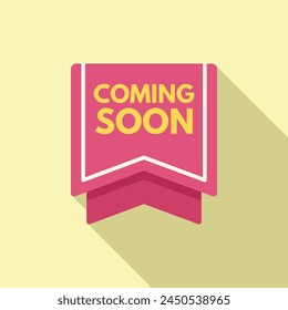 Coming soon icon flat vector. Label poster. Sale design open