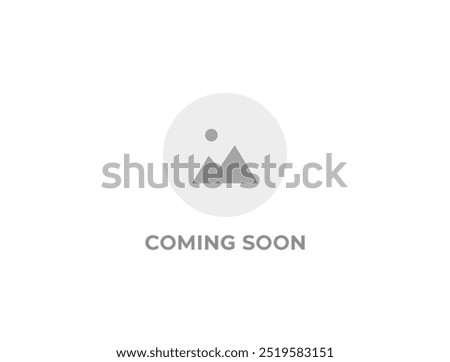 Coming soon image in circle. no photo available on white background
