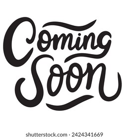 Coming soon inscription. Handwriting text banner Coming Soon square composition. Hand drawn vector art.