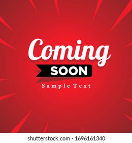 coming soon. isolated on red background with black banner