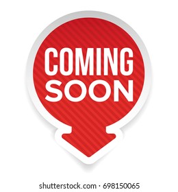 Coming soon label with arrow