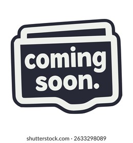 coming soon label banner notification flat color vector illustration template design