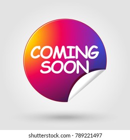 Coming soon labels Instagram, gift tag colorful soft modern frame sticker icon elements for advertising sale, promotion flyer, brochure design vector banner social media unique sale logo sign template