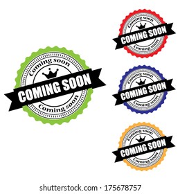 Coming Soon Labels, Stamps, Sticker and Tag set  isolated on white background - Vector.