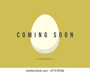 Coming Soon! lettering over egg. egg vector. Coming soon concept for bloggers and social media.