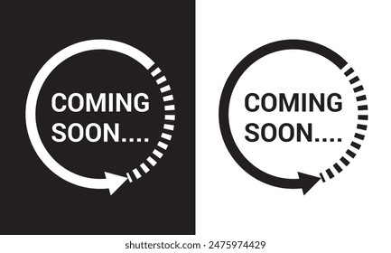 Coming soon loading icon isolated on white and black background. EPS 10