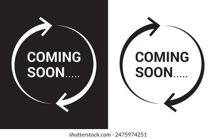 Coming soon loading. No image, coming soon page icon isolated on white and black  background. EPS 10