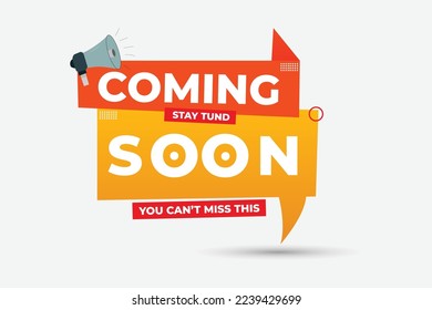 Coming soon with megaphone flat design template vector