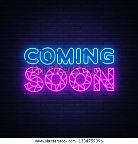 Coming Soon neon sign vector light banner. nightly bright advertising, light inscription. Vector illustration