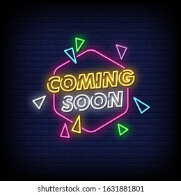 Coming Soon Neon Signs Style Text Vector