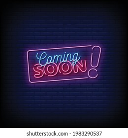 Coming Soon Neon Signs Style Text Vector