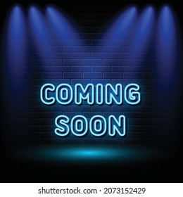 Coming soon neon signs vector. Design template neon sign