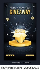 Coming Soon New Year Giveaway, A Social Media Story Or Poster Template