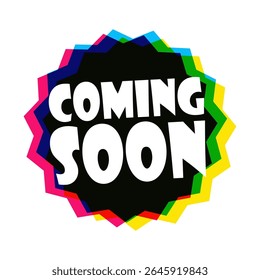 Coming soon on black star shape with color shift