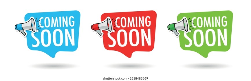 " Coming soon " on bubble with megaphone